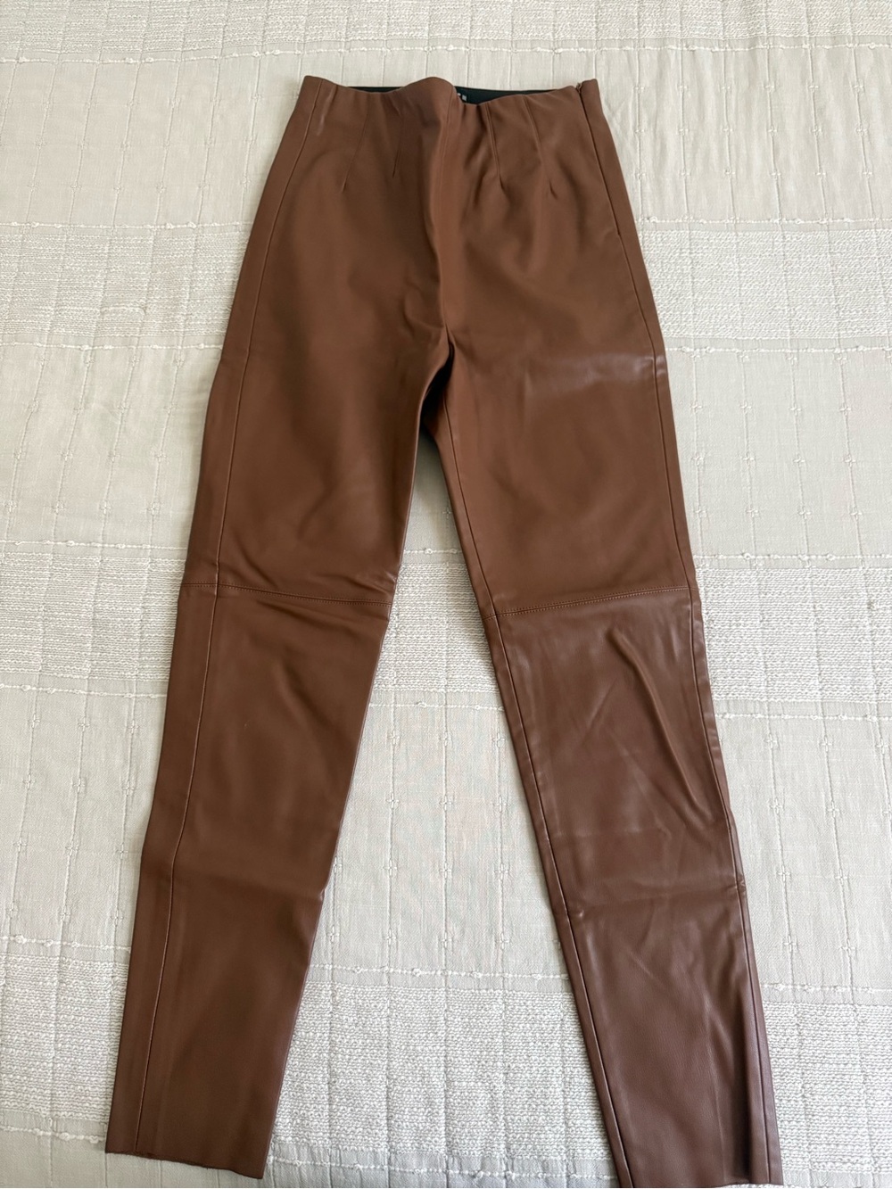 Zara Men's Chestnut Faux Leather Tapered Pants